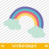 Rainbow With Clouds SVG Free