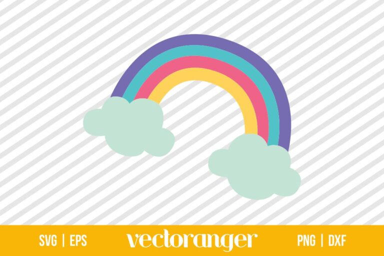 Rainbow With Clouds SVG Free | Vectoranger
