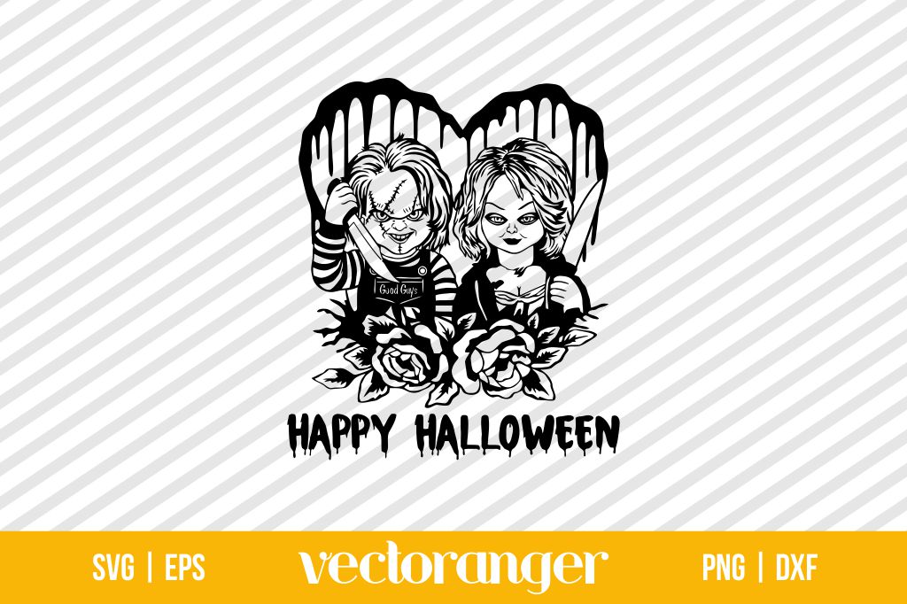 Happy Halloween Chucky Tiffany SVG