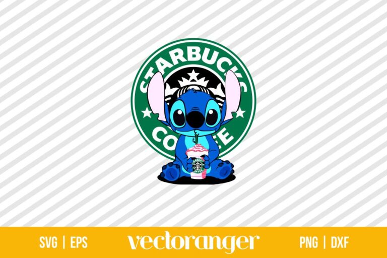 Stitch Drinking Starbucks Coffee SVG | Vectoranger