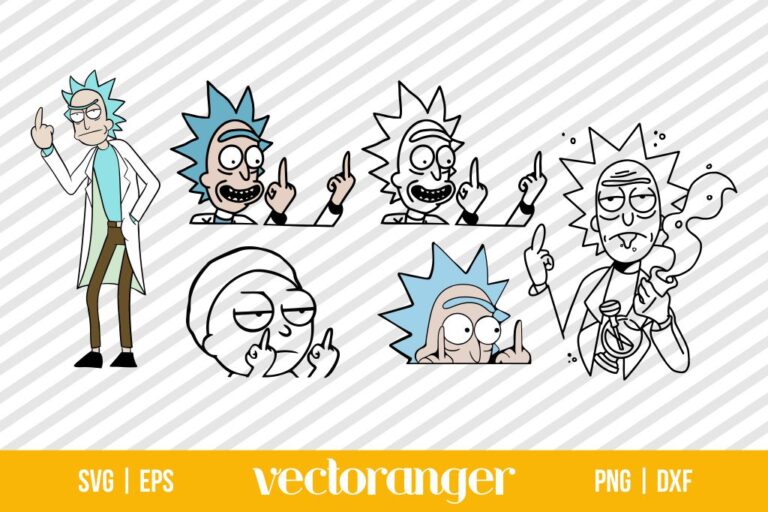 Rick And Morty Flipping Off Svg Bundle 