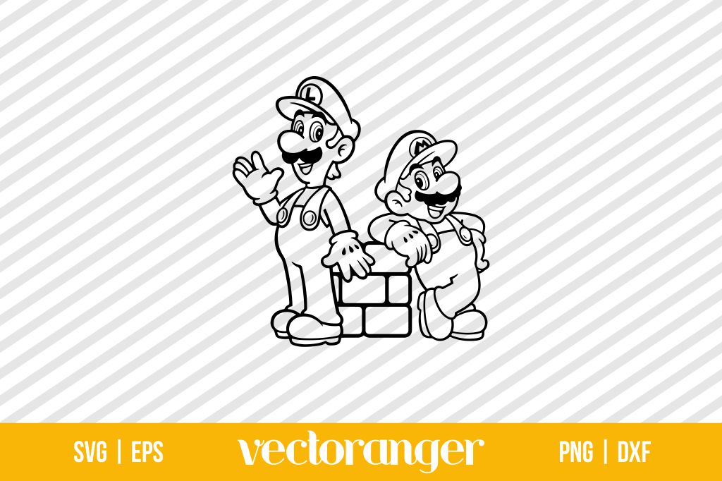 Mario And Luigi Outline SVG