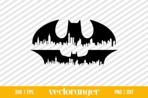 Batman Logo Gotham Cityscape SVG Silhouette