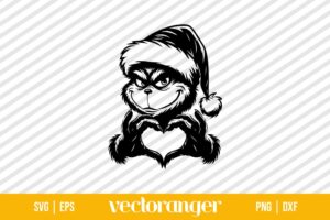 Christmas Grinch Face Heart Hand Sign SVG