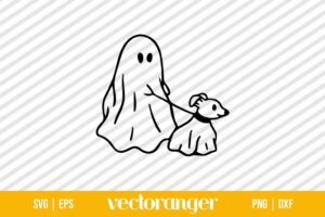 Halloween Ghost Dog Walker SVG