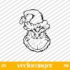 Christmas Grinch Head Santa Hat Outline SVG