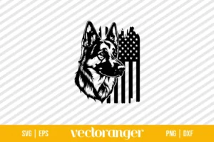 German Shepherd With American Flag SVG