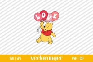 Love Valentine Balloon Winnie The Pooh SVG