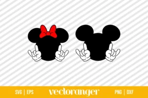 Mickey and Minnie Mouse Rock Hand Sign SVG