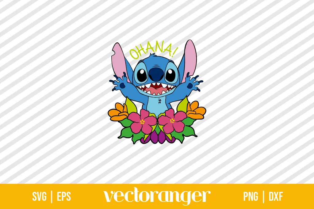 Ohana Floral Stitch SVG Vector 1 Ohana Floral Stitch SVG Vector