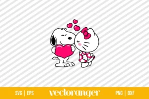 Hello Kitty Kissing Snoopy SVG