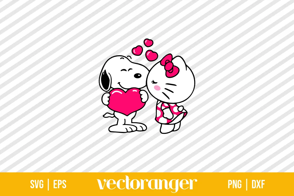Hello Kitty Kissing Snoopy SVG 1 Hello Kitty Kissing Snoopy SVG