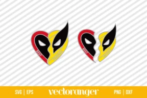 Deadpool and Wolverine Heart Best Friends SVG