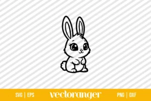 Kawaii Bunny Outline SVG Free