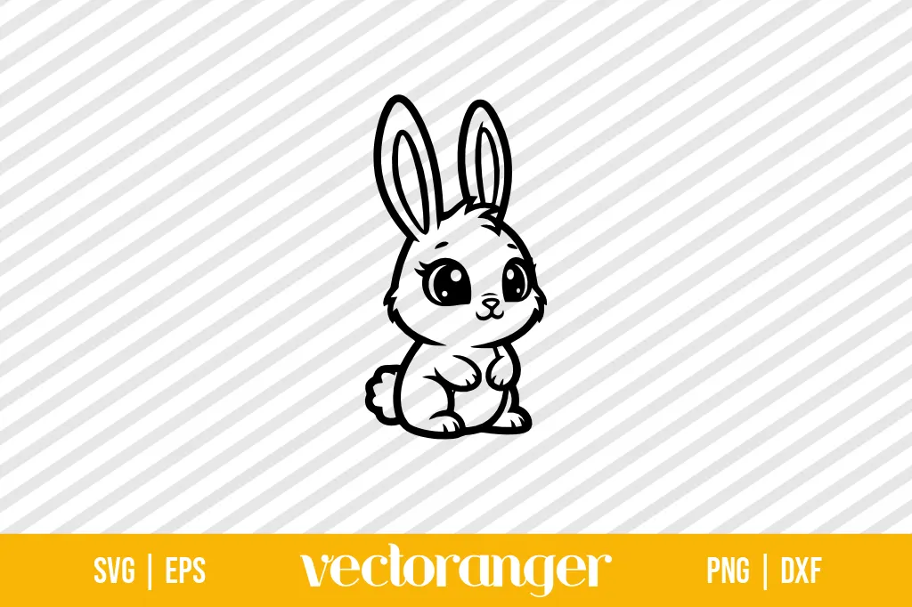 Kawaii Bunny Outline SVG Free 1 Kawaii Bunny Outline SVG Free